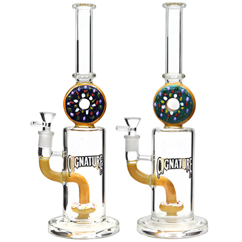 Cignature Middle Sprinkle Donut And Perc Straight Waterpipe (MB-1297) | 13 inch | Assorted Colors product image